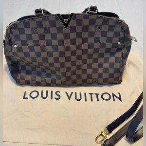 Louis Vuitton Damier Ebene Checkerboard Top-Handle Satchel - Brown/Black